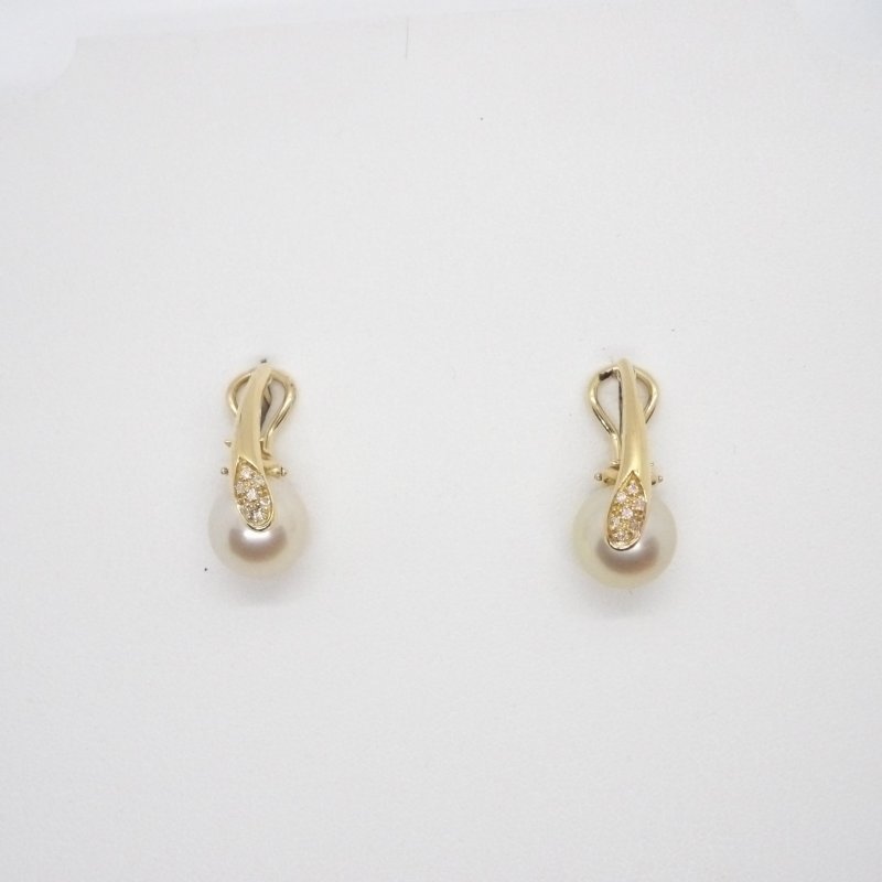 Orecchini in oro giallo con perla australiana e diamanti Rajola