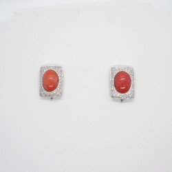 Orecchini con corallo e diamanti 0.8 kt Rajola