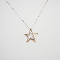 Collier in oro bianco rosa e diamanti 0.11 kt Comete