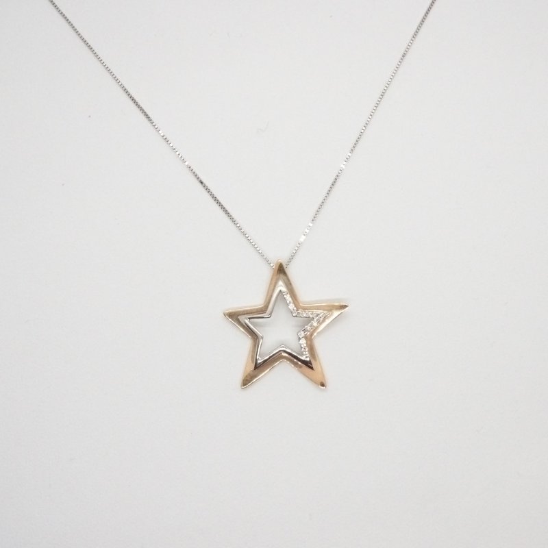 Collier in oro bianco rosa e diamanti 0.11 kt Comete