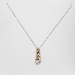 Miluna - Ciondolo Oro Bianco E Rosa - Catenina