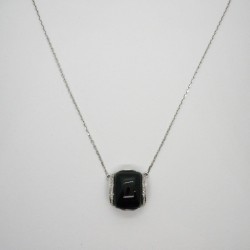 Collier in oro bianco, onice e diamanti 0.26 kt Rajola