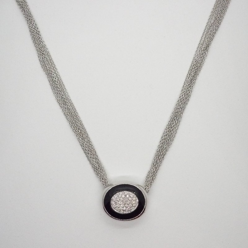 Collier in oro bianco, onice e diamanti 0.33 kt Rajola