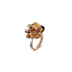 Chantecler - Anello Paillettes Fiore Medio - Oro Rosa - Diamanti