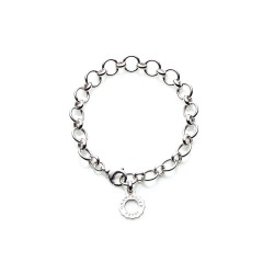 Chantecler - Bracciale A Maglie Tonde - Oro Bianco - Pendente Logo