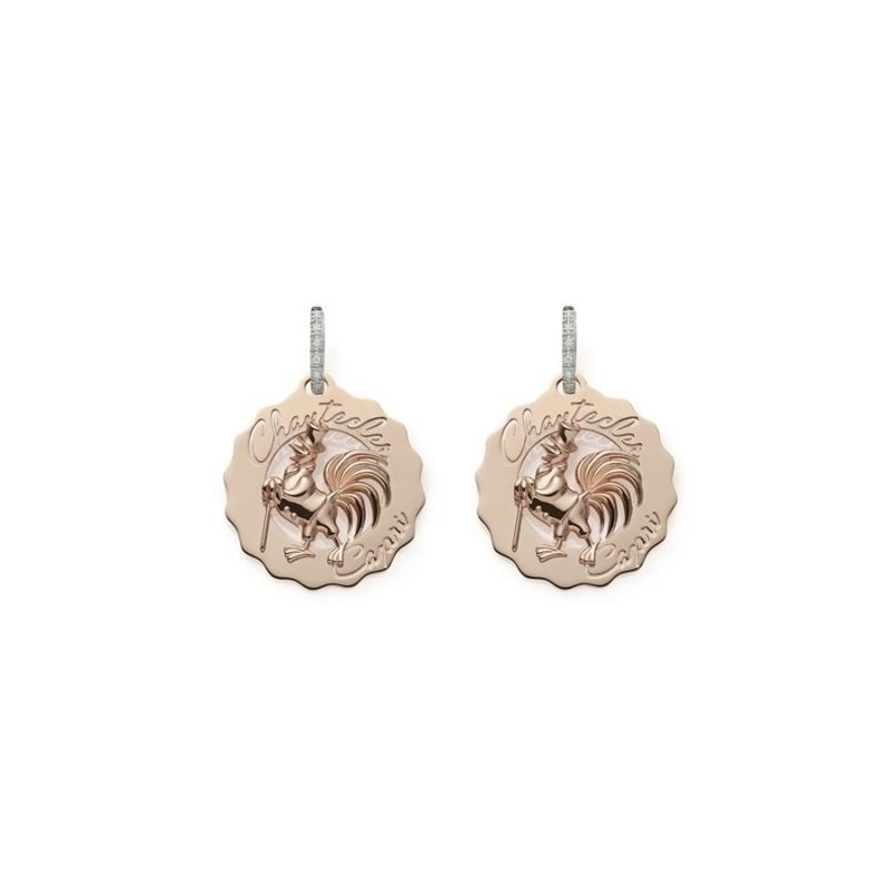 Chantecler - Orecchini Logo - Oro Rosa - Diamanti