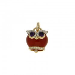 Chantecler - Ciondolo Campanella Gufo - Oro Rosa - Diamanti
