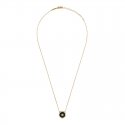 Collana con pendente testa di felino in oro giallo 18kt, onice e diamanti