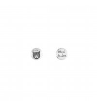 Orecchini Blind for love con motivo tondo inciso gatto in argento lucido invecchiato