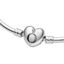 Silver Bangle With Heart-Shape