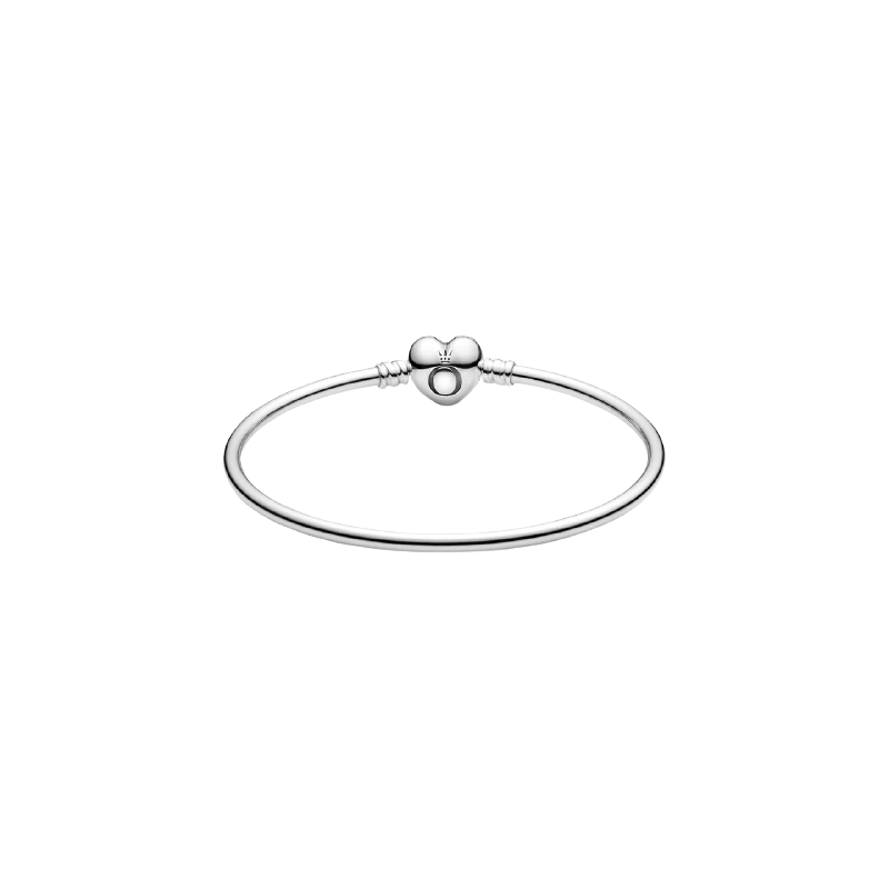 Silver Bangle With Heart-Shape