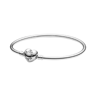 Silver Bangle With Heart-Shape