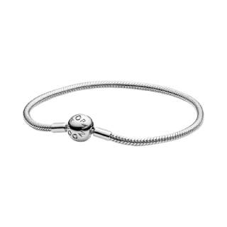 Snake Chain Silver Bracelet With Round C