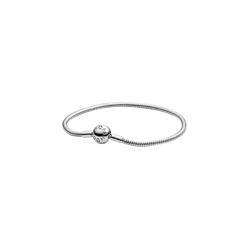 Snake Chain Silver Bracelet With Round C