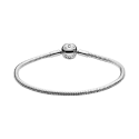 Snake Chain Silver Bracelet With Round C