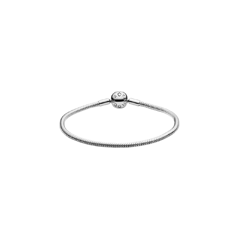 Snake Chain Silver Bracelet With Round C