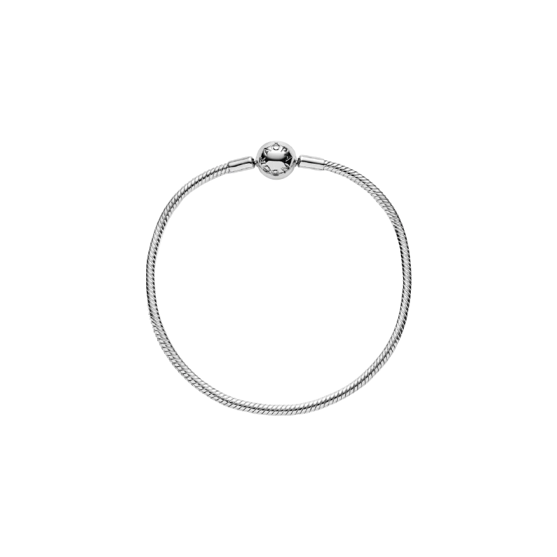 Snake Chain Silver Bracelet With Round C