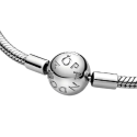 Snake Chain Silver Bracelet With Round C