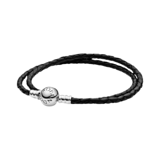 Silver Leather Bracelet, Doubl