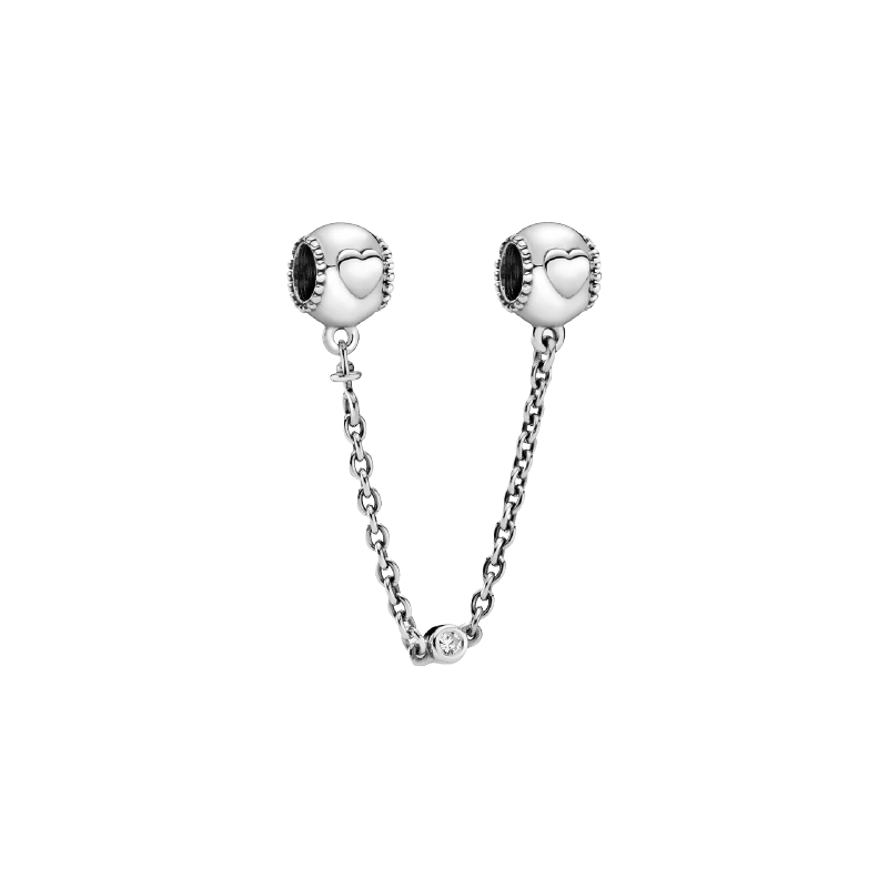 Hearts Silver Safety Chain Wit