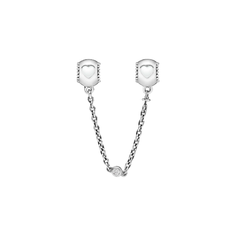 Hearts Silver Safety Chain Wit
