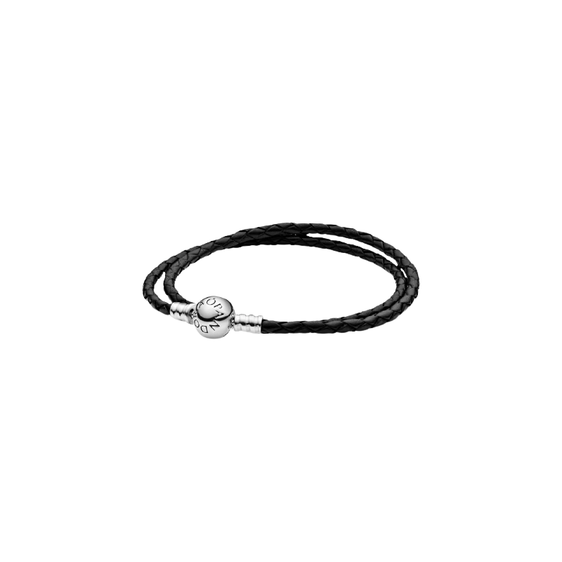 Silver Leather Bracelet, Doubl