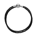 Silver Leather Bracelet, Doubl