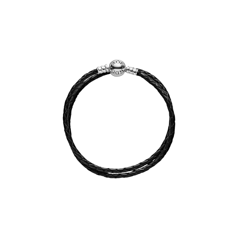 Silver Leather Bracelet, Doubl