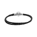 Silver Leather Bracelet, Doubl