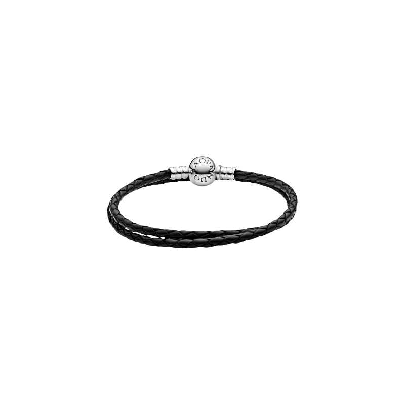 Silver Leather Bracelet, Doubl