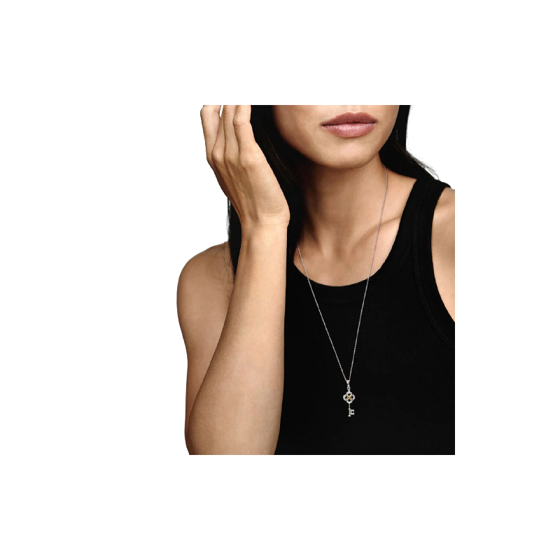 Collana Bicolore Chiave E Fiore