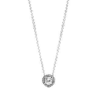 Silver Necklace With Clear Cub