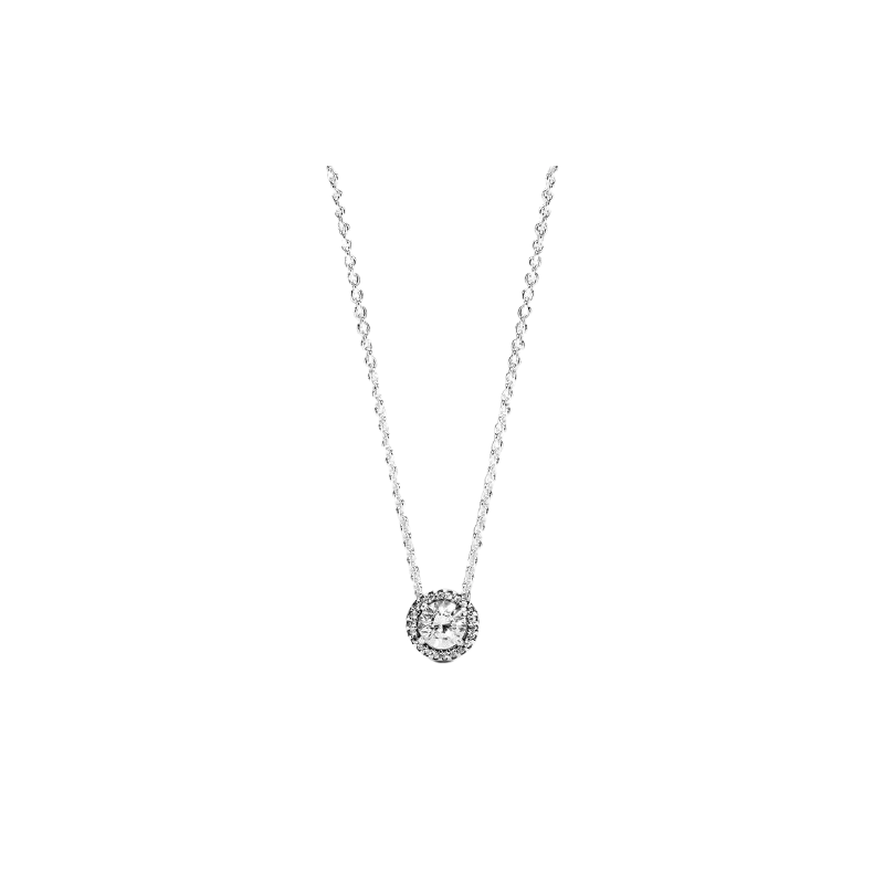 Silver Necklace With Clear Cub