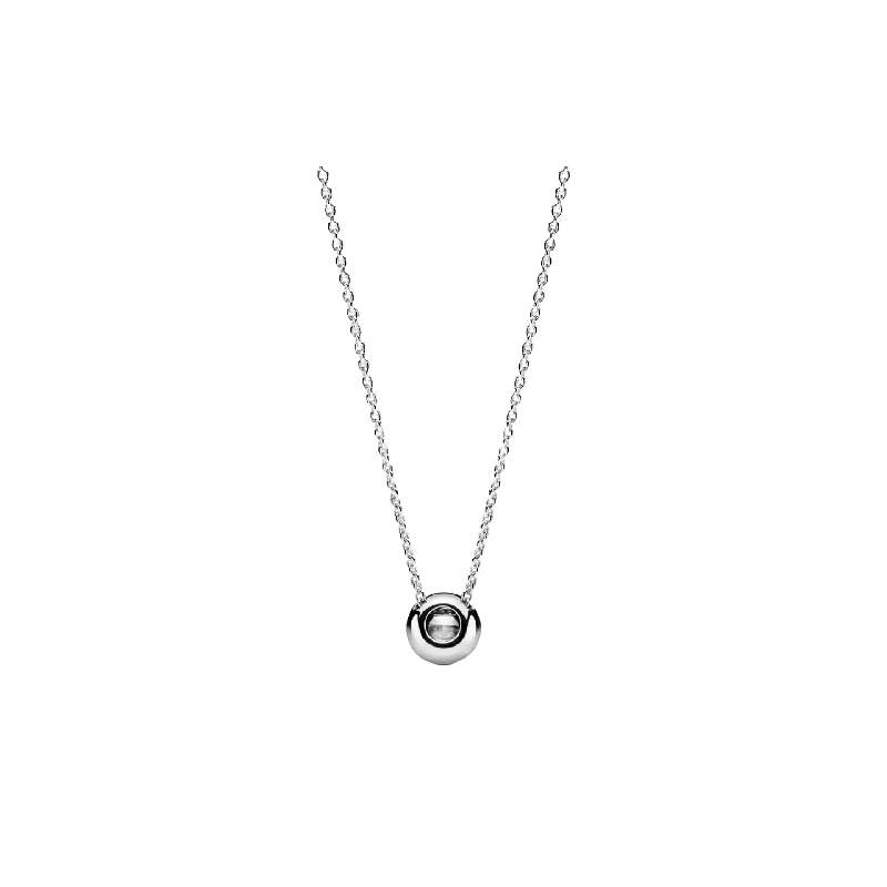 Silver Necklace With Clear Cub