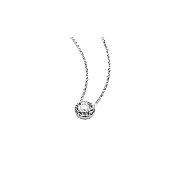 Silver Necklace With Clear Cub