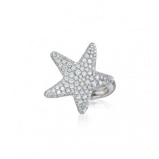 Anello stella in oro bianco 18 kt tempestato di diamanti 2,24 kt Pasquale Bruni