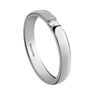 Fede Nuziale In Oro Bianco Con Diamante.