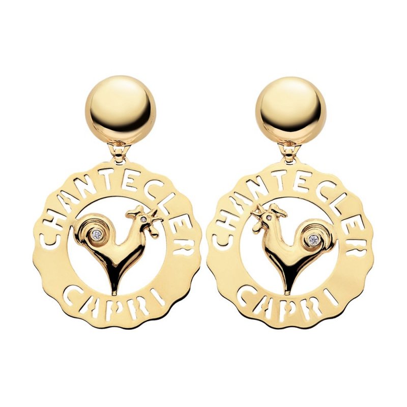 Chantecler - Orecchini Logo - Oro Giallo - Diamanti