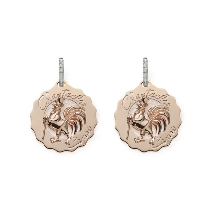 Chantecler - Orecchini Logo - Oro Rosa - Diamanti