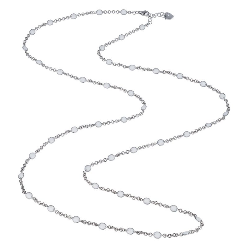 Chantecler - Catena 90 Cm - Argento - Smalto Bianco