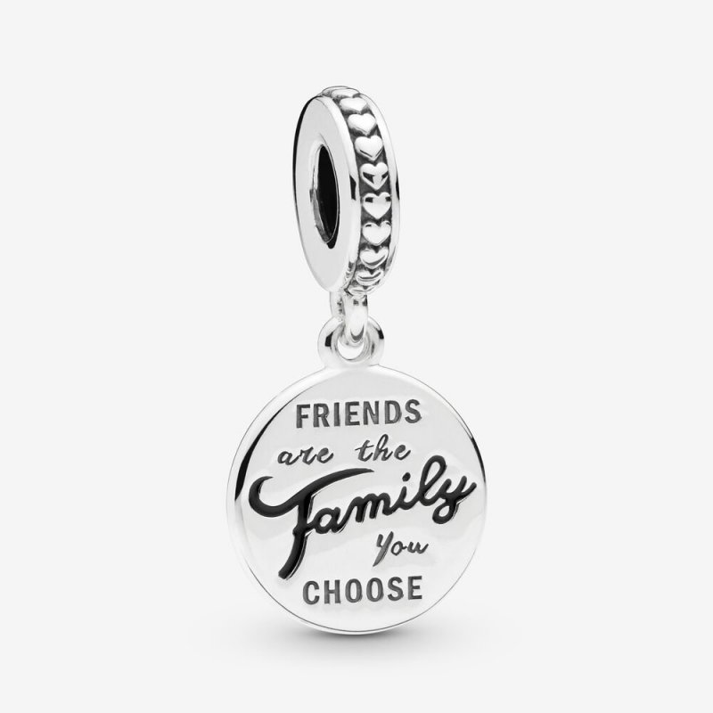 Tag Silver Dangle With Black Enamel