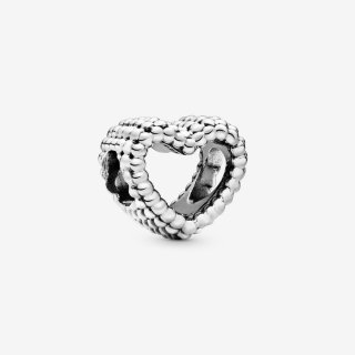 Beaded Heart Silver Charm