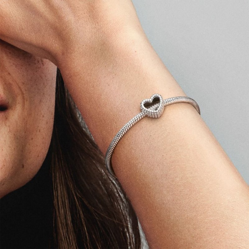 Beaded Heart Silver Charm