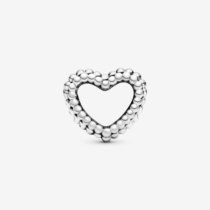 Beaded Heart Silver Charm