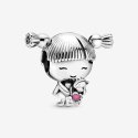 Girl Silver Charm With Pink En