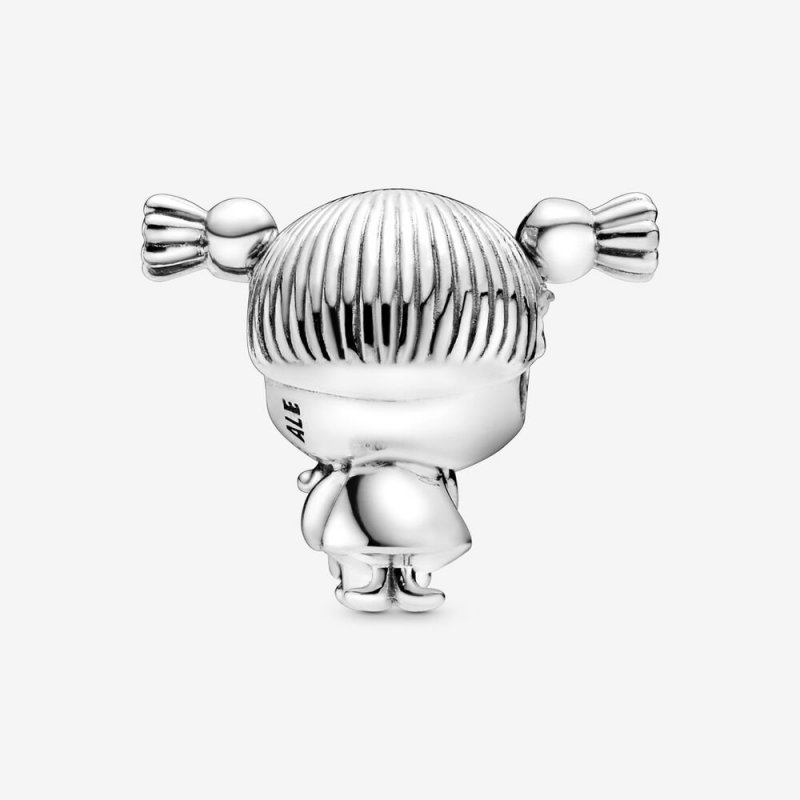 Girl Silver Charm With Pink En