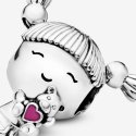 Girl Silver Charm With Pink En