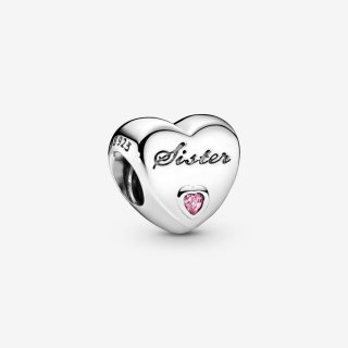 Sister Heart Silver Charm With