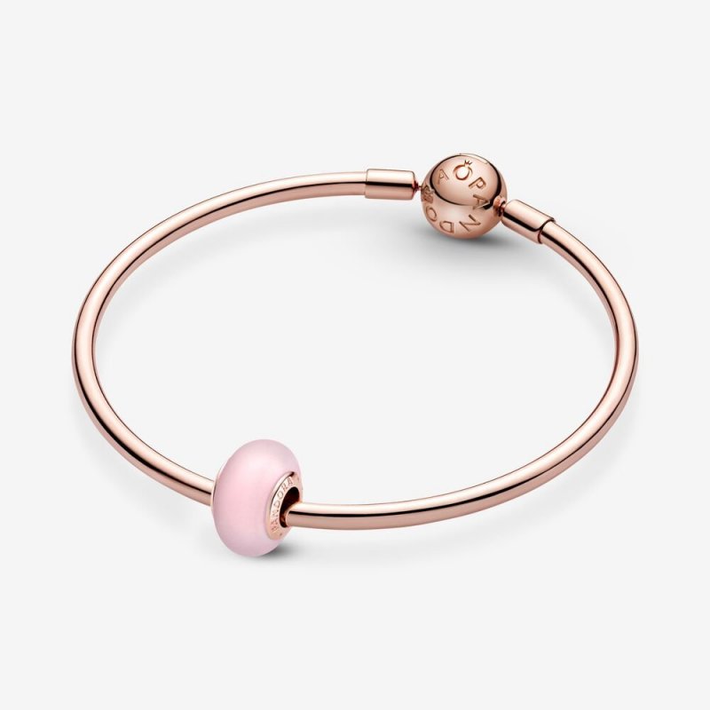 Charm In Vetro Di Murano Rosa Opaco