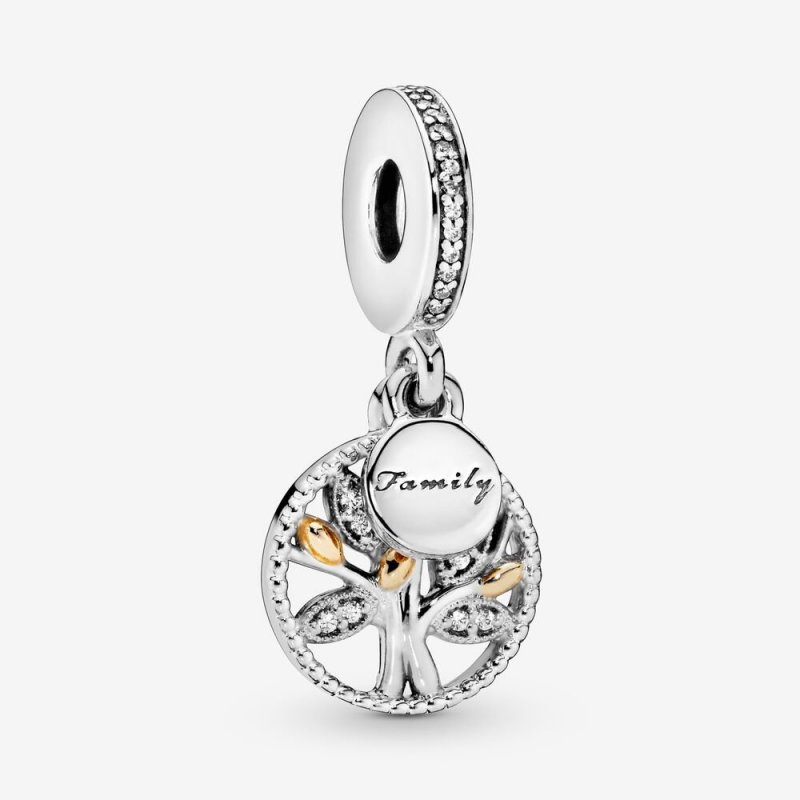 Family Tree Silver Dangle With
